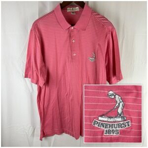 Fairway Greene Golf Polo Shirt Mens‎ Medium Pink Striped Pinehurst 1895